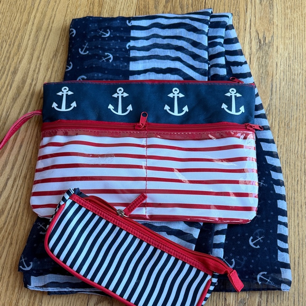 Nautical Anchor and Stripes Accessory Set